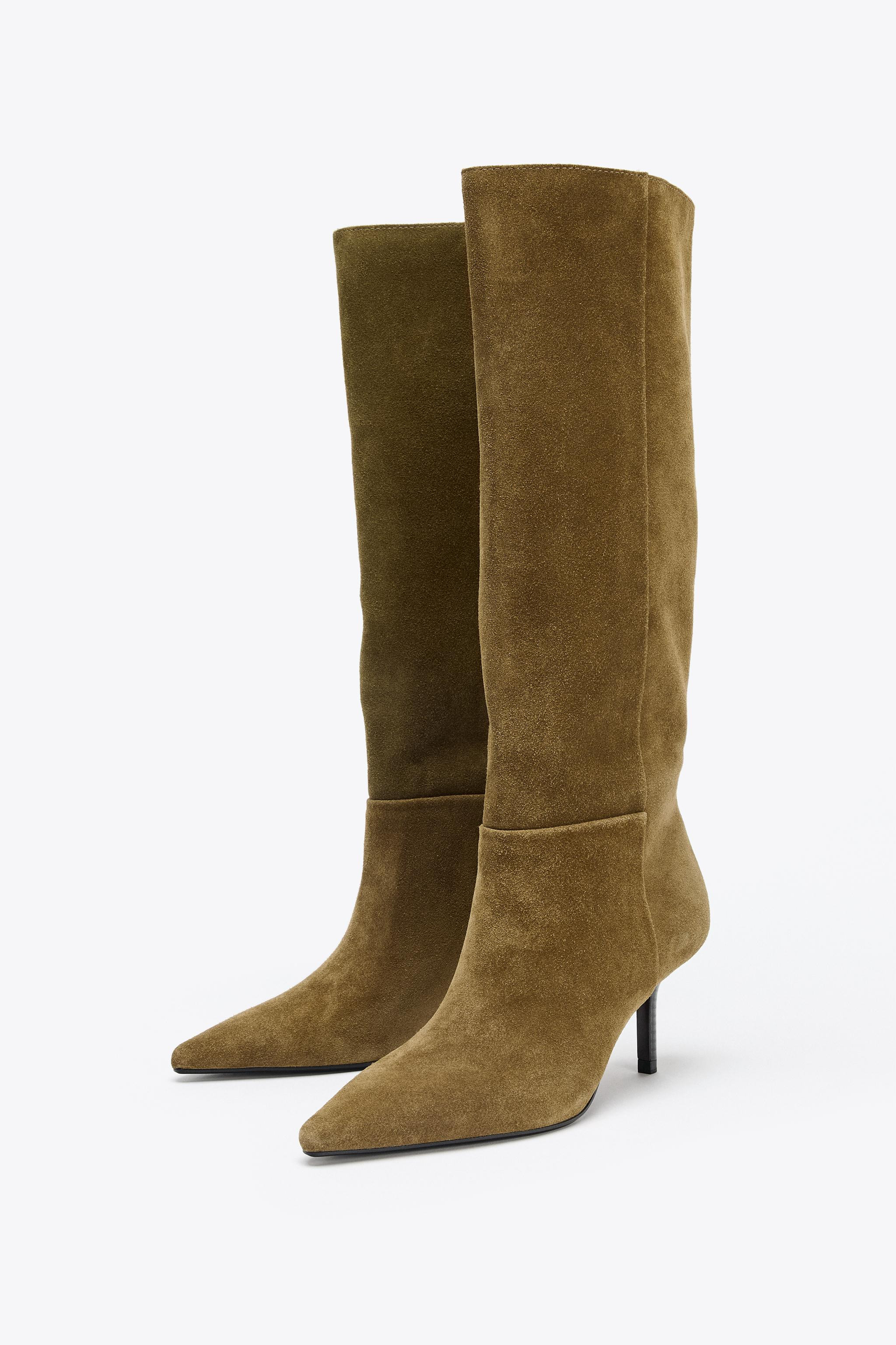 SPLIT SUEDE STILETTO HEEL BOOTS | Zara UK