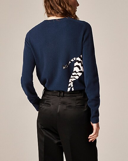 Cashmere classic-fit crewneck sweater in zebra intarsia | J. Crew US