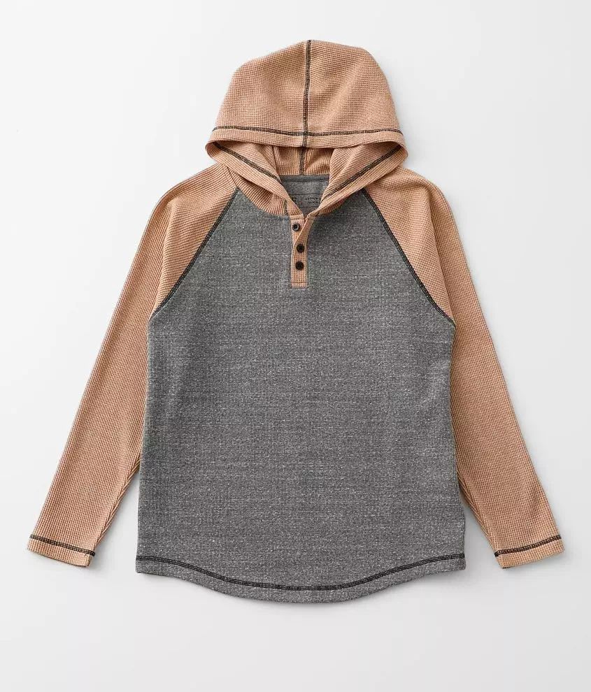 Boys - Color Block Thermal Henley Hoodie | Buckle