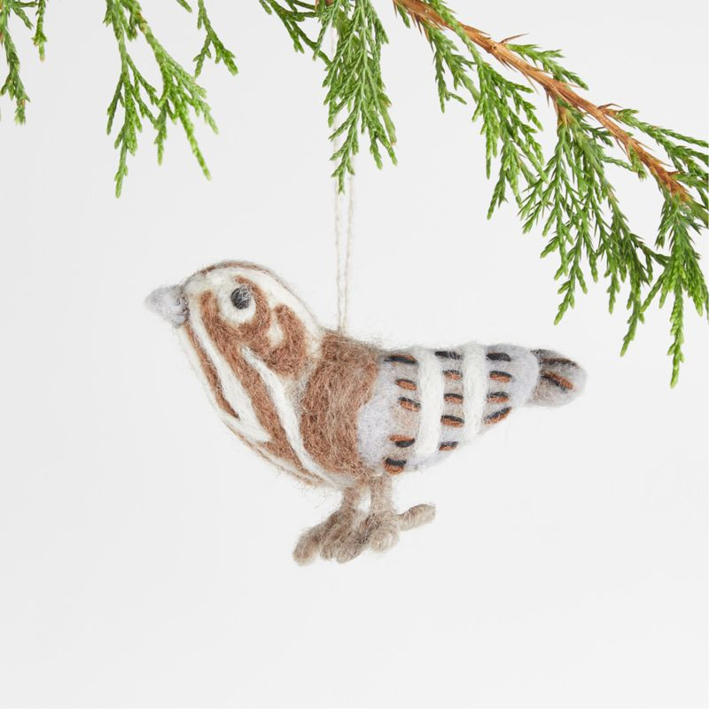 Felted Wool Sparrow Christmas Tree Ornament | Crate and Barrel | Crate & Barrel