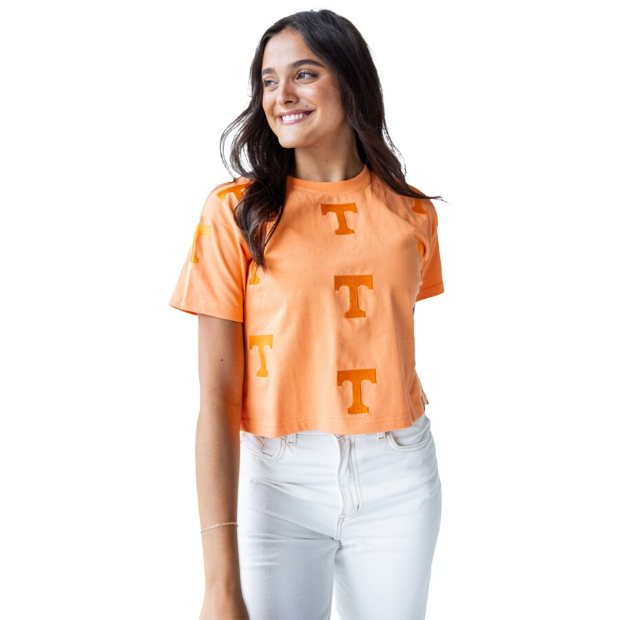 Tennessee Volunteers Gameday Social Women's Allover Print Heavyweight Cropped T-Shirt - Orange | Fanatics