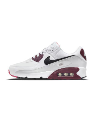 Nike Air Max 90 sneakers in white/burgundy | ASOS (Global)