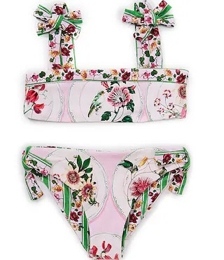 Little Girls Reversible Tie Shoulder Bralette Two-Piece Swimsuit | Dillard's