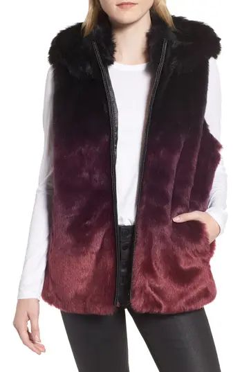 Women's Heurueh Ryan Ombre Faux Fur Hooded Vest, Size One Size - Purple | Nordstrom