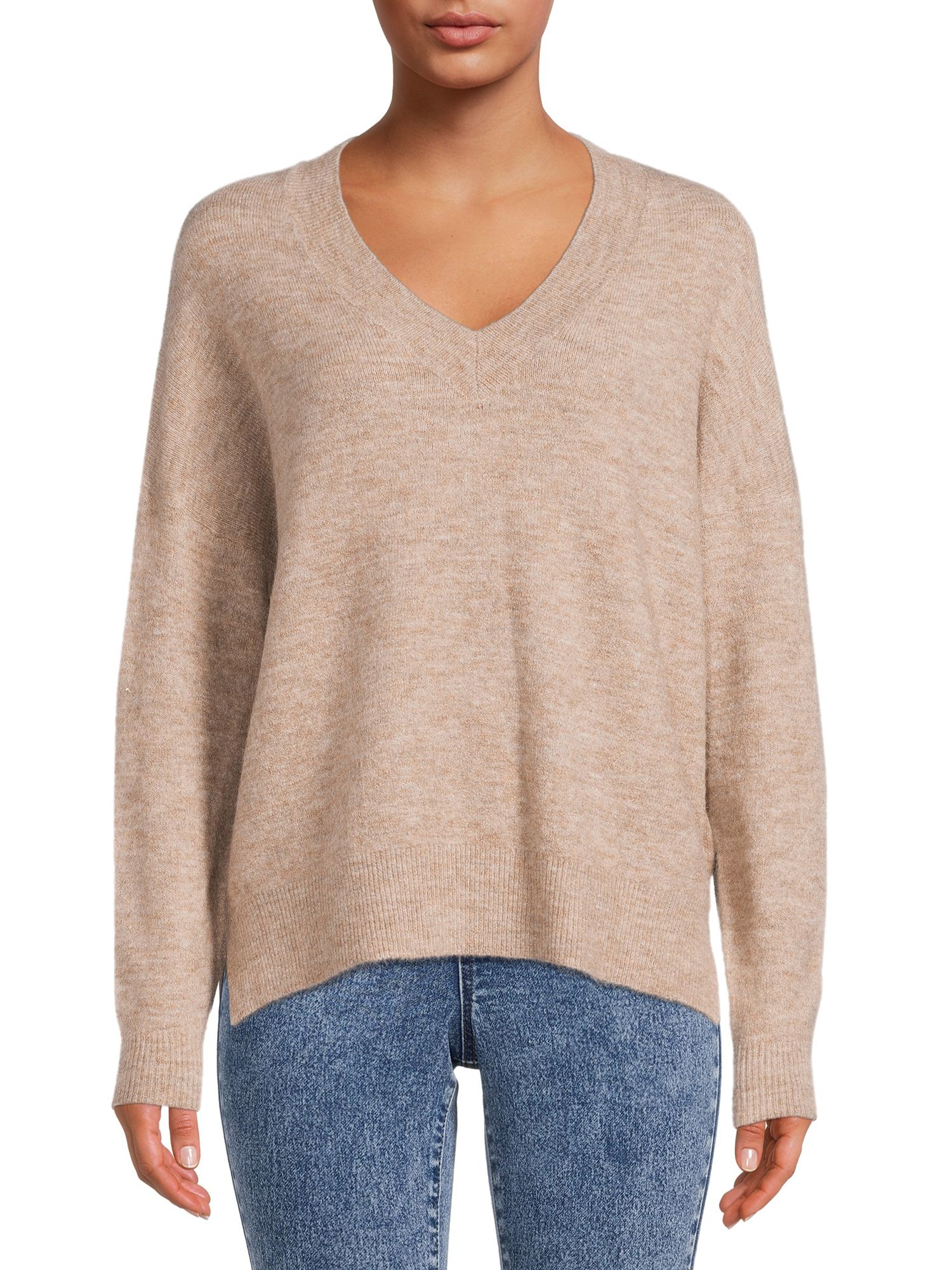 Dreamers by Debut Women's Oversized V-Neck Sweater | Walmart (US)