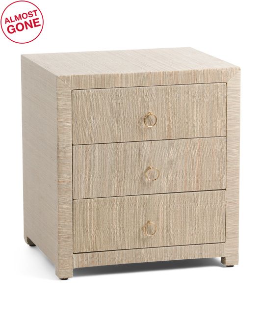 3 Drawer Raffia Side Table | TJ Maxx