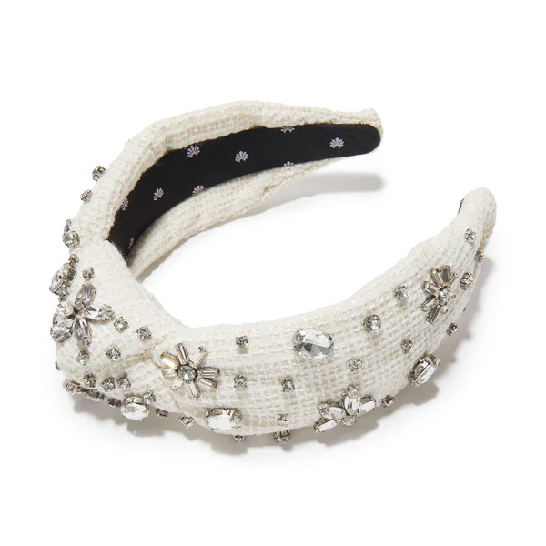 CHALK TWEED KNOTTED CRYSTAL HEADBAND | LELE SADOUGHI