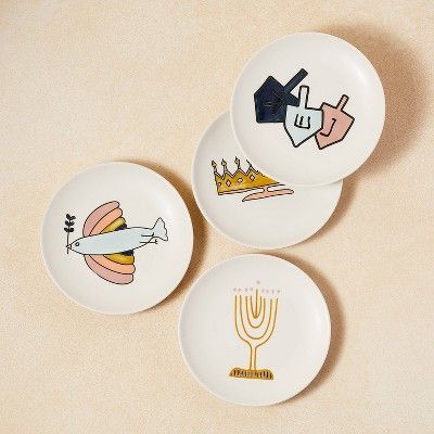 6&#34; 4pk Stoneware Hanukkah Appetizer Plates - Opalhouse&#8482; designed with Jungalow&#8482; | Target