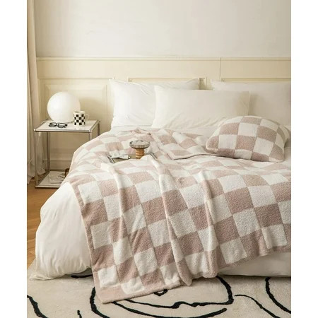 ZXNYH Soft Cozy Buffalo Checkerboard Grid Fluffy Microfiber Knitted Throw Blanket Lightweight Fleece | Walmart (US)