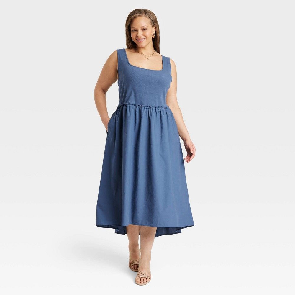 Women's Plus Size Sleeveless Ballet Dress - A New Day Dark Blue 3X | Target