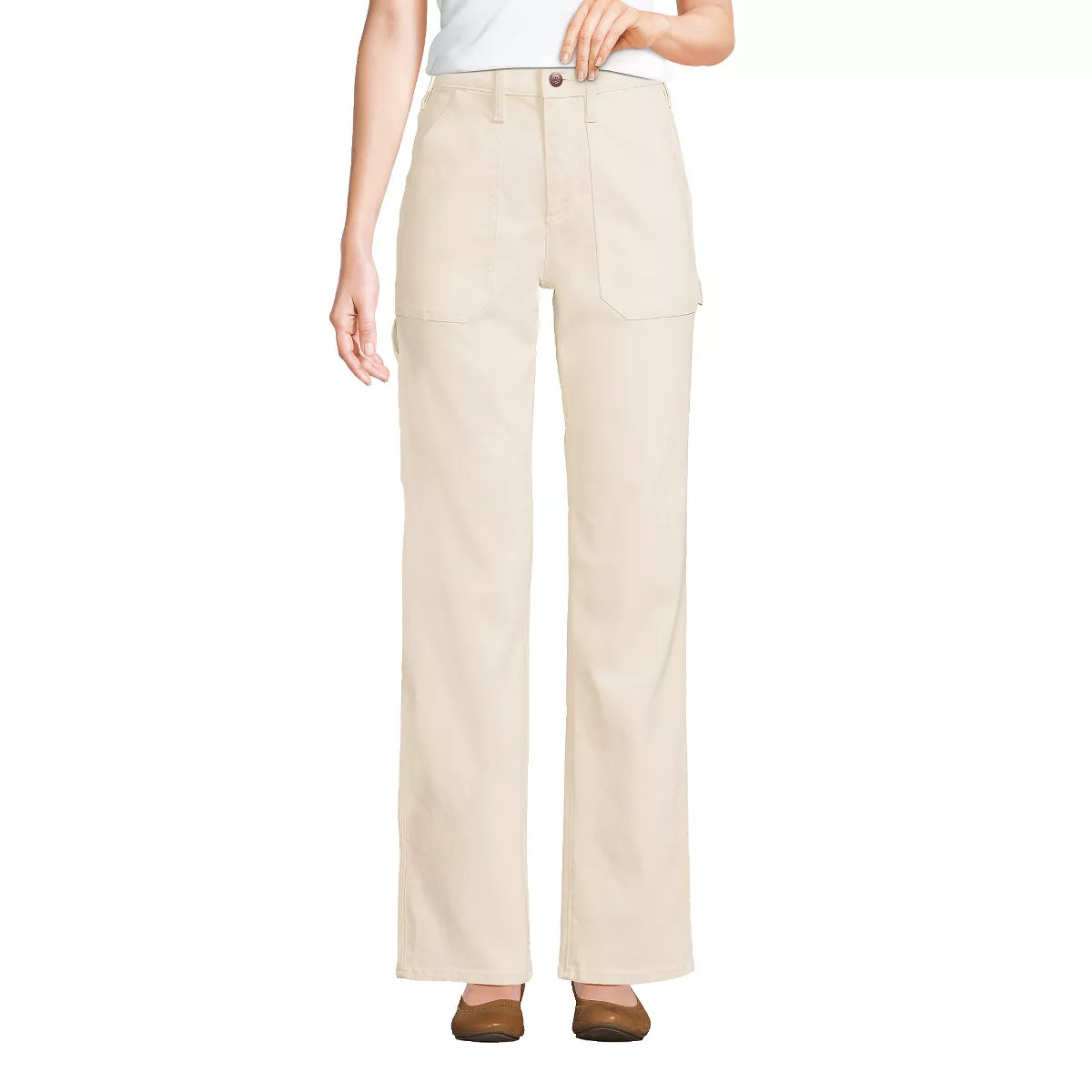 Lands' End Women's Recover High Rise Relaxed Straight Leg Utility Blue Jeans | Target