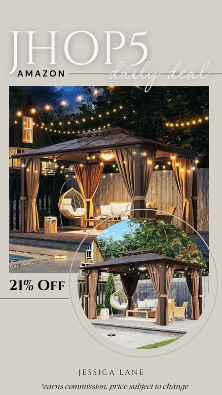 Amazon daily deal, save 21% on this outdoor hardtop gazebo with curtains. Outdoor furniture, outdoor canopy, patio furniture, outdoor living, Amazon home, Amazon deal, hardtop gazebo

#LTKSeasonal #LTKHome #LTKSaleAlert