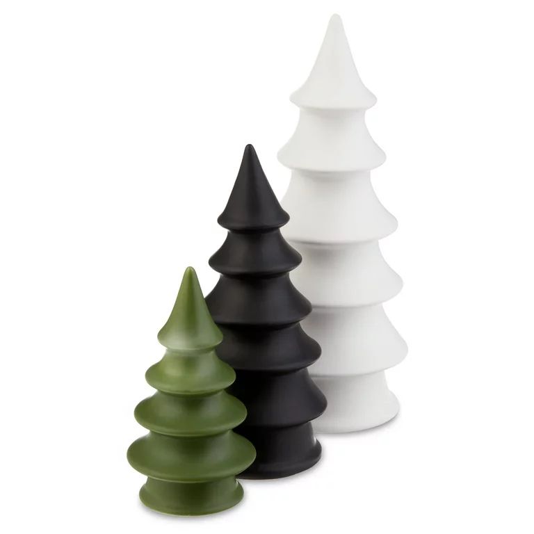 Holiday Time 3-Count Christmas Season Ceramic Christmas Tree Figurines, Various Colors, Various S... | Walmart (US)