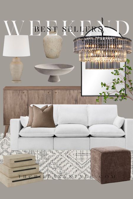 Weekend Best Sellers Home: Sofa, Cabinet, Lamp, Chandelier, Wall Mirror, Area Rug, Decorative Boxes, Throw Pillows, Plush Stool, Faux Branches. 

#LTKSeasonal #LTKhome