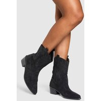 Womens Embroidered Western Cowboy Boots - Black - 10 | boohoo (US & Canada)