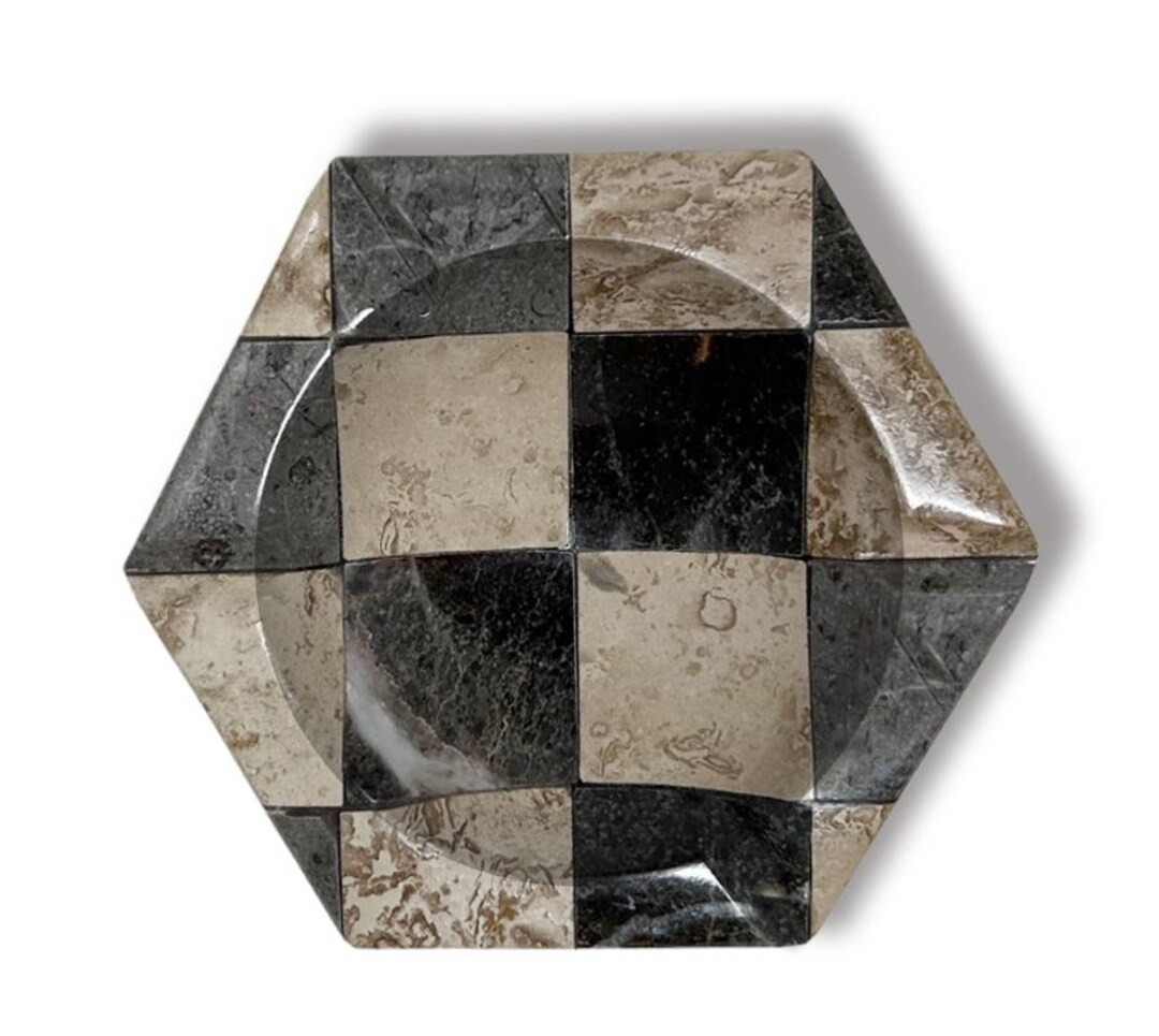Vintage Hexagonal Checkered Marble Catchall - Etsy | Etsy (US)