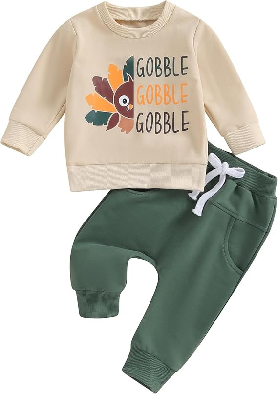 Baby Boy Outfit Sweatsuit Letter Sweatshirt Shirt Pullover Tops Pants Toddler Boys Festive Clothi... | Amazon (US)