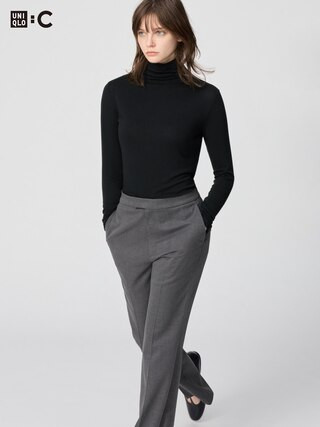 Women's HEATTECH Cashmere Blend T-Shirt Extra Warm Turtleneck with Moisture-Wicking Black Large UNIQLO US | UNIQLO (US)