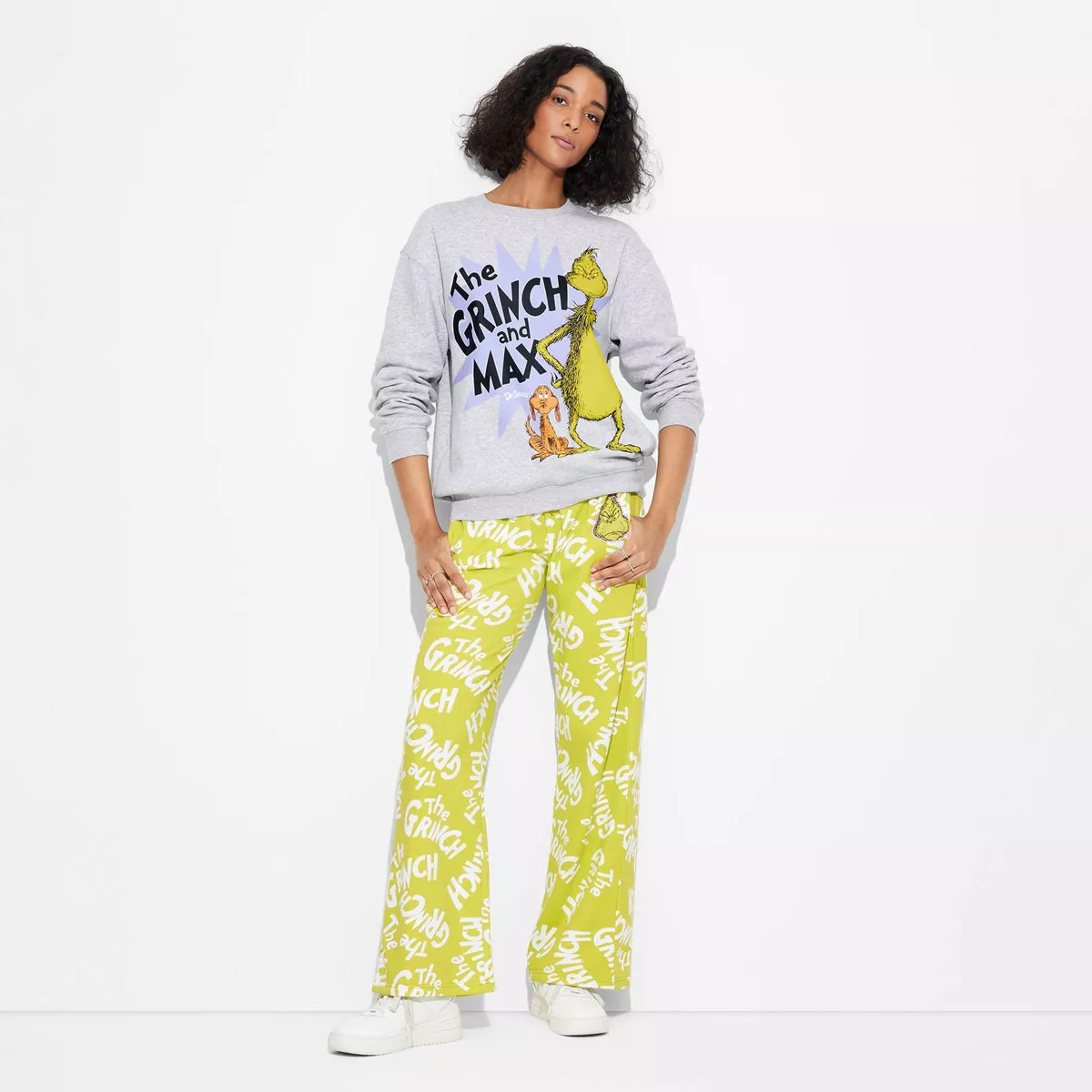 Women's The Grinch and Max Print Graphic Flare Pants - Green | Target