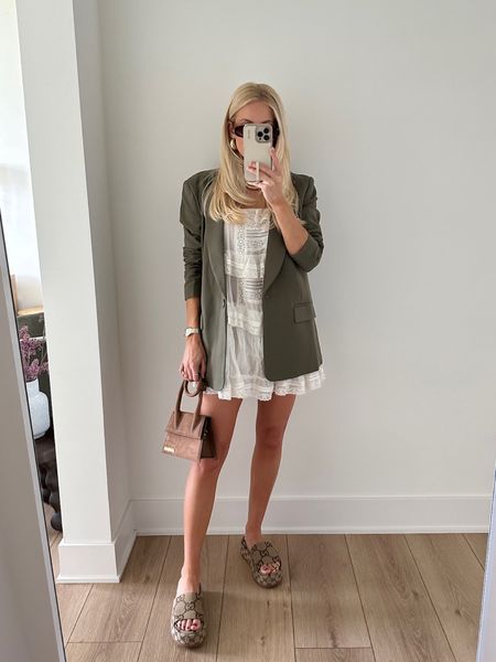 Easy Summer Outfit - wearing a small in free people romper and revolve blazer, Gucci shoes run tts! #kathleenpost #summeroutfit #revolve #freepeople #gucci #getmylook

#LTKStyleTip 

#LTKSeasonal