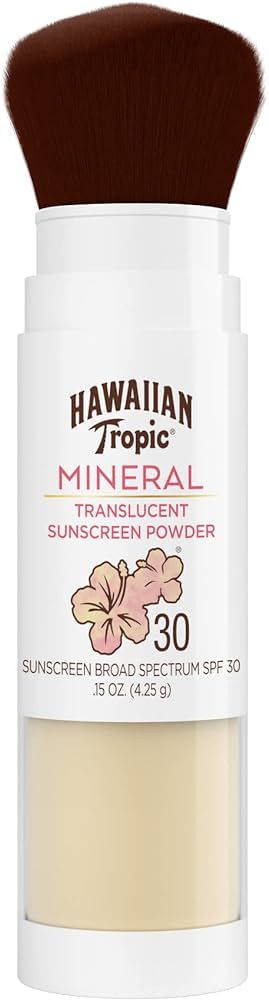 Hawaiian Tropic Mineral Powder Sunscreen Brush, SPF 30 for Face, Translucent | Amazon (US)
