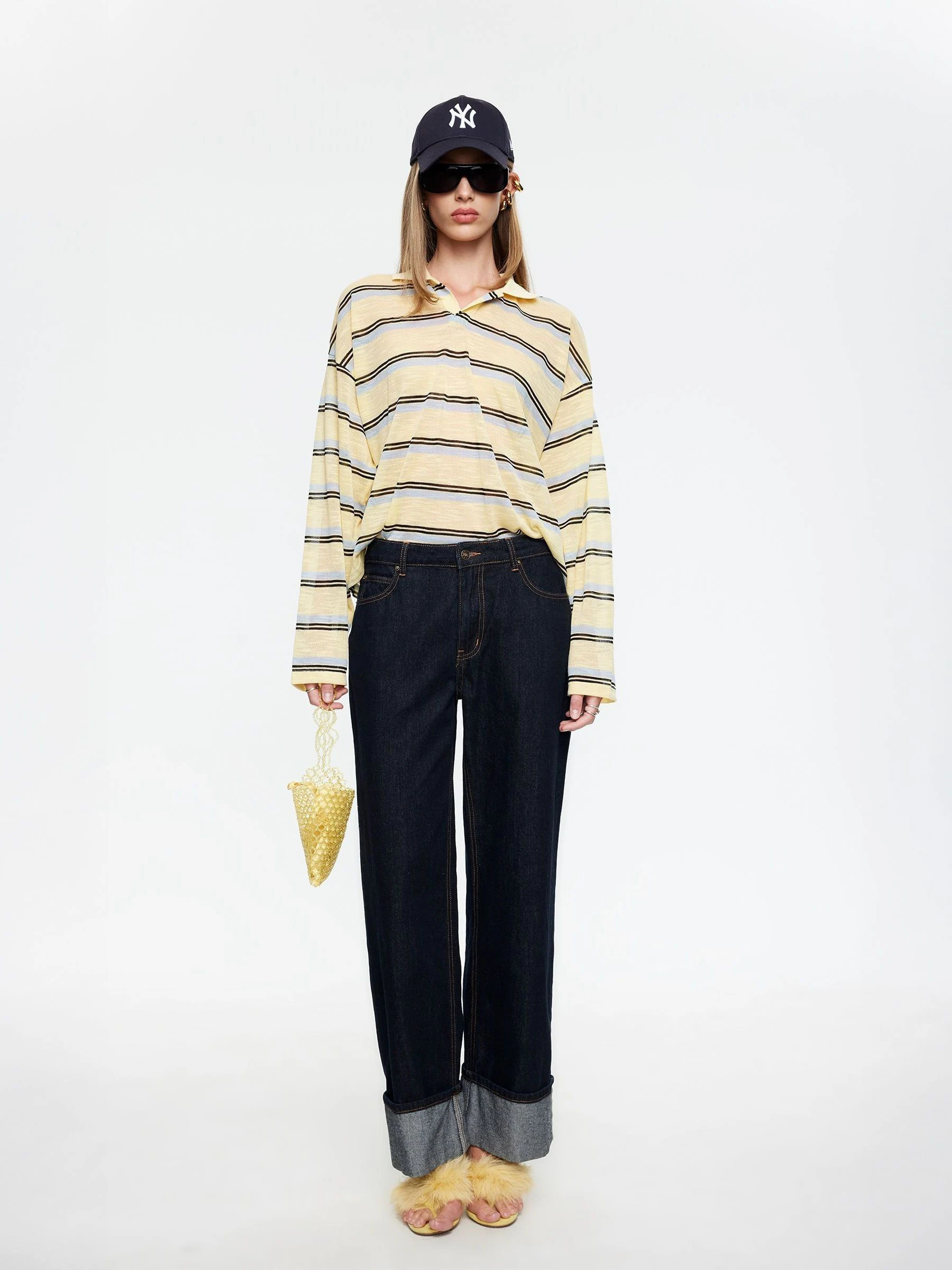 Lioness Lioness Yellow Rebels Stripe Long Sleeve Polo Shirt | Next US