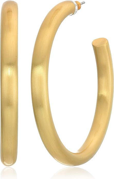 Lucky Brand Women's Gold Large Tubular Hoop Earrings, One Size | Amazon (US)
