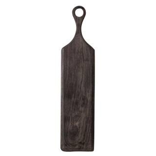 Storied Home 23.75 in. Black Round Acacia Wood Cheese and Cutting Board with Round Opening on Han... | The Home Depot