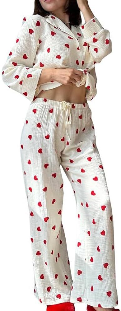 SOOKABEILA Women 2 Piece Floral Pajamas Set Y2k Oversized Short Sleeve Lounge Sets Causal Plus Si... | Amazon (US)