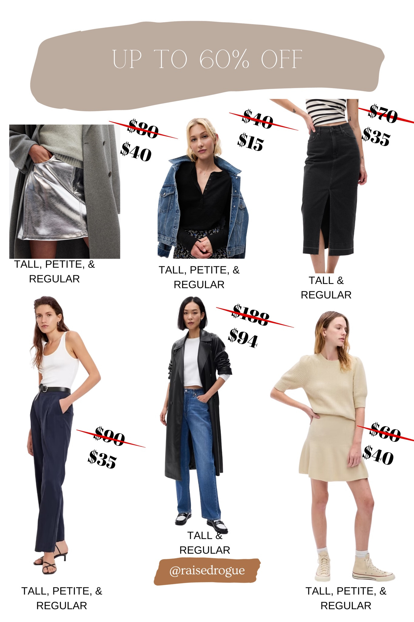 60% off clothing in tall, petite, and regular sizes! 

#LTKfindsunder50 #LTKsalealert #LTKCyberWeek