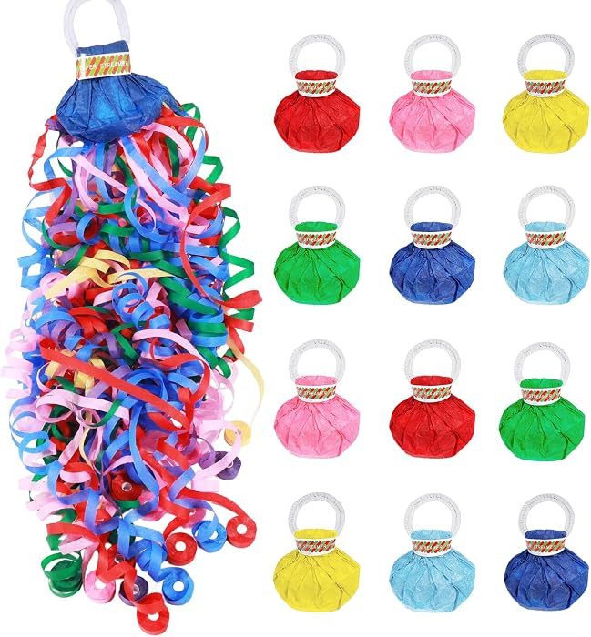 12Pack No Mess Streamers,Color Mix Hand Throw Streamers Poppers,No Mess Confetti Poppers for Wedd... | Amazon (US)