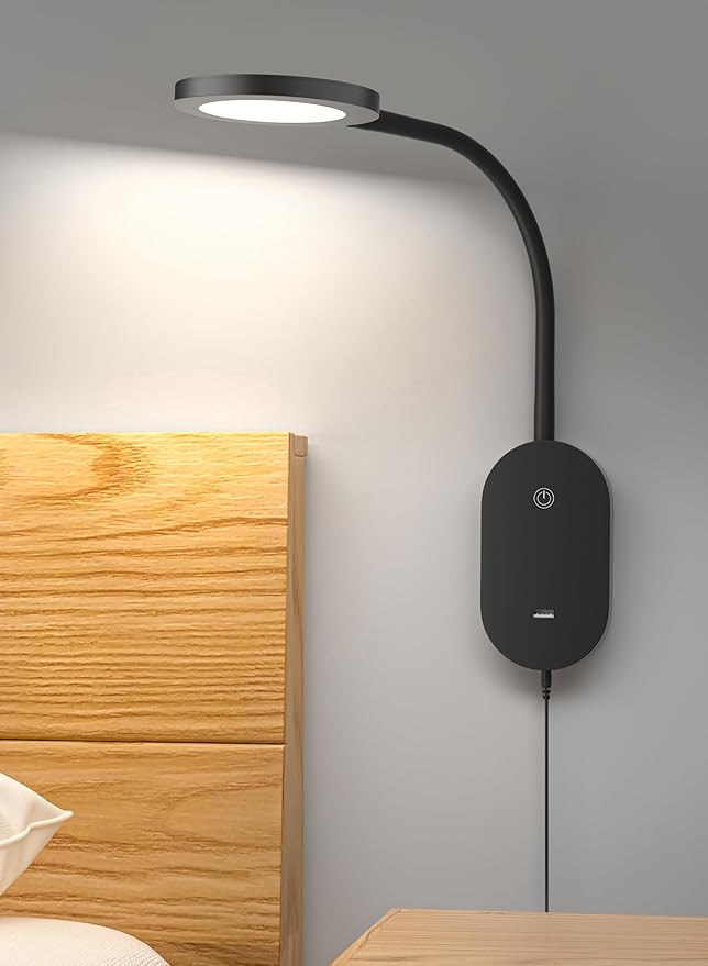 deeloop LED Wall Mounted Reading Light for Bed, Book Light for Wall Bedside Lamp with USB Output,... | Amazon (US)