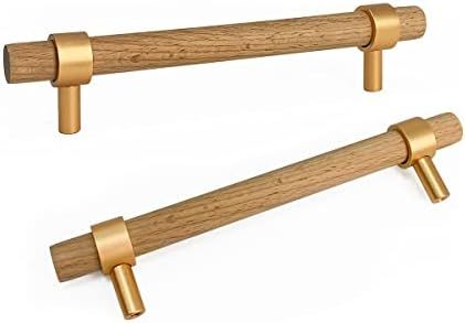 6 Pack Wood Drawer Pulls, 5Inch Hole CenterBeech Wood Cabinet Pulls 6.69Inch Overall Length Dress... | Amazon (US)