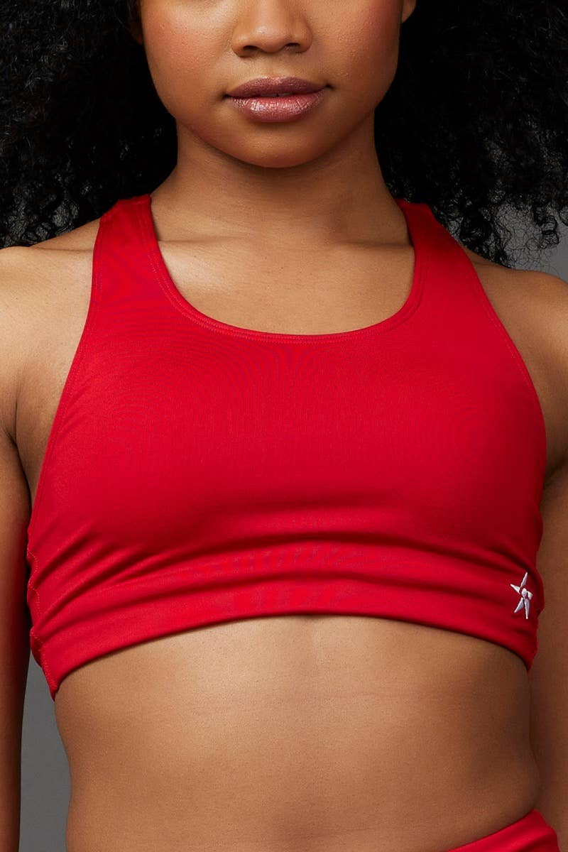 On the Go Sports Bra in Red | Rebel Athletic