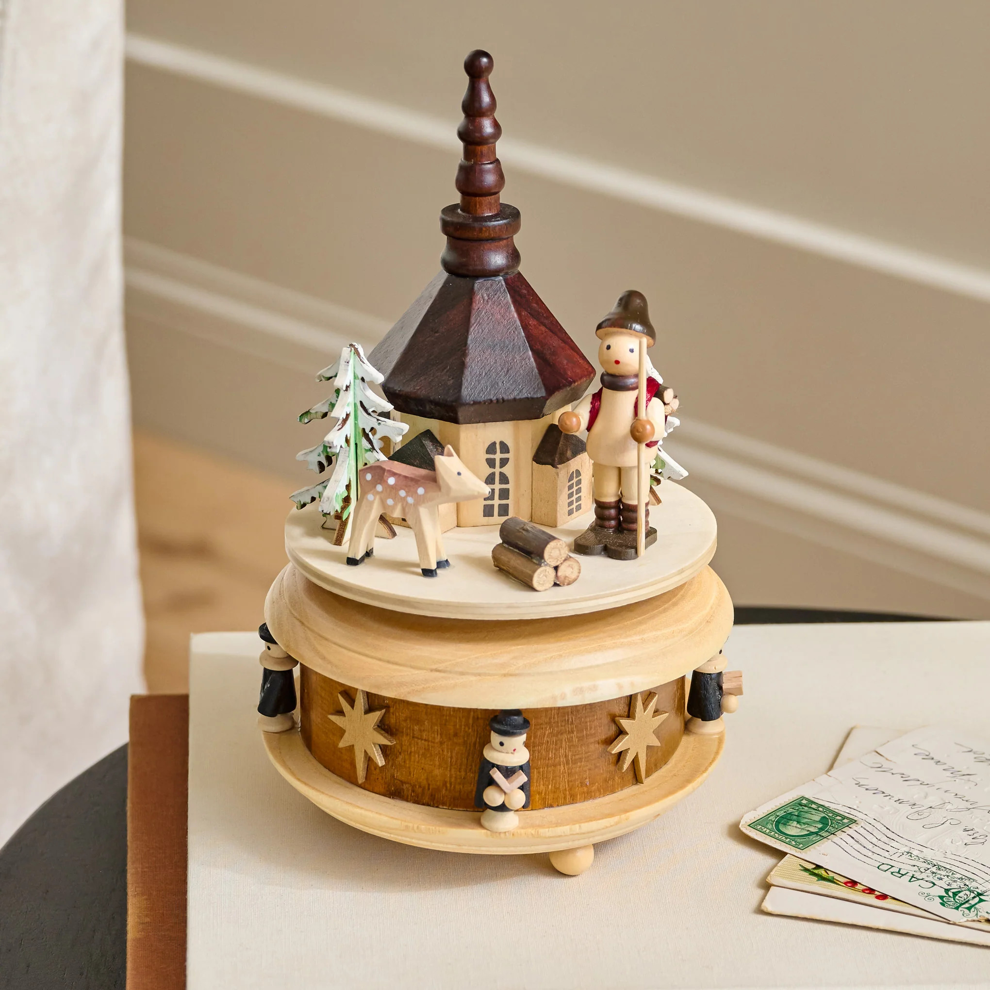 Wooden Winter Wind-Up Music Box | Magnolia