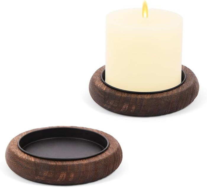Hatway Wood Candle Holder Farmhouse Decor Wooden Pillar Candles Tray for Table Centerpiece Small ... | Amazon (US)