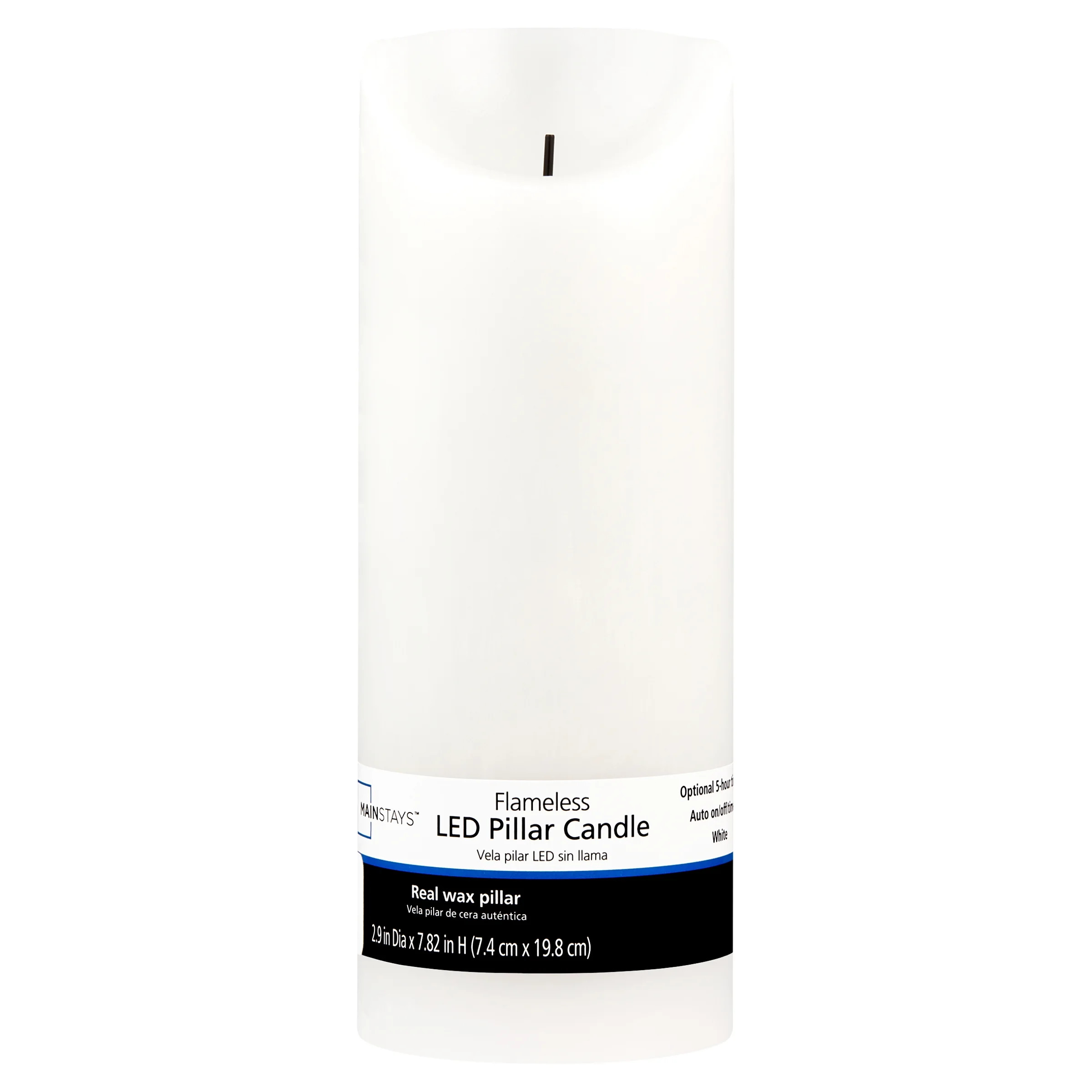Mainstays Unscented Flameless LED Pillar Candle, White, 3 x 8 in | Walmart (US)