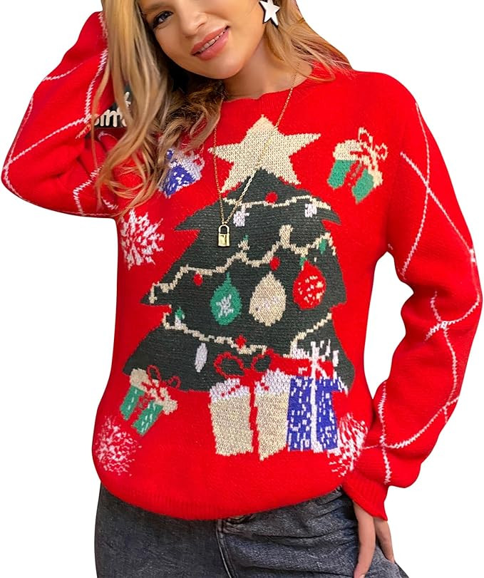 Fashionme Women/Men Ugly Christmas Sweater Pullover Holiday Soft Lightweight Warm Crewneck Chunky... | Amazon (US)