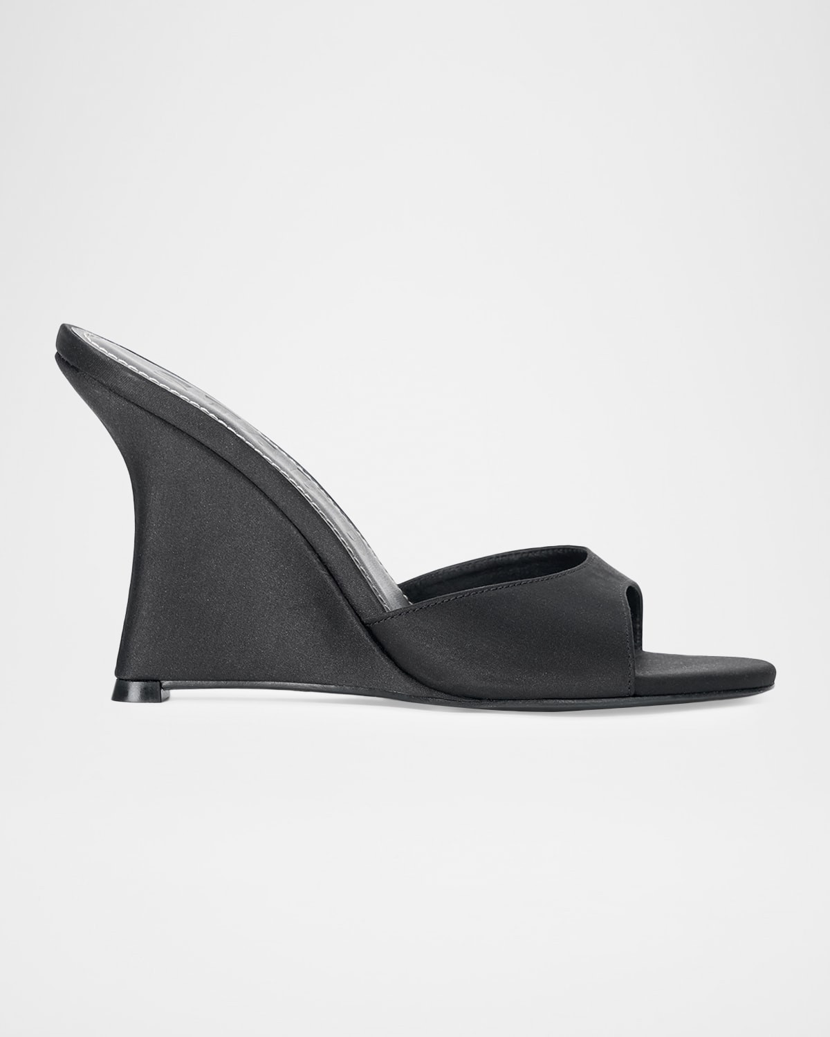100mm Brigitte Satin Wedge Mules | Neiman Marcus