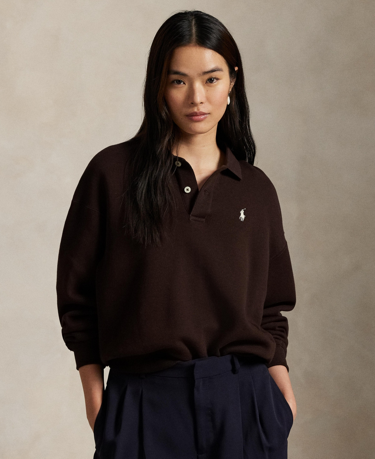 Polo Ralph Lauren Women's Polo Long Sleeve Sweatshirt - Circuit Brown | Macy's
