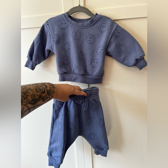 Grayson Mini 2 Piece Outfit Blue Matching Smiley Face Set Size 12 Months | Poshmark