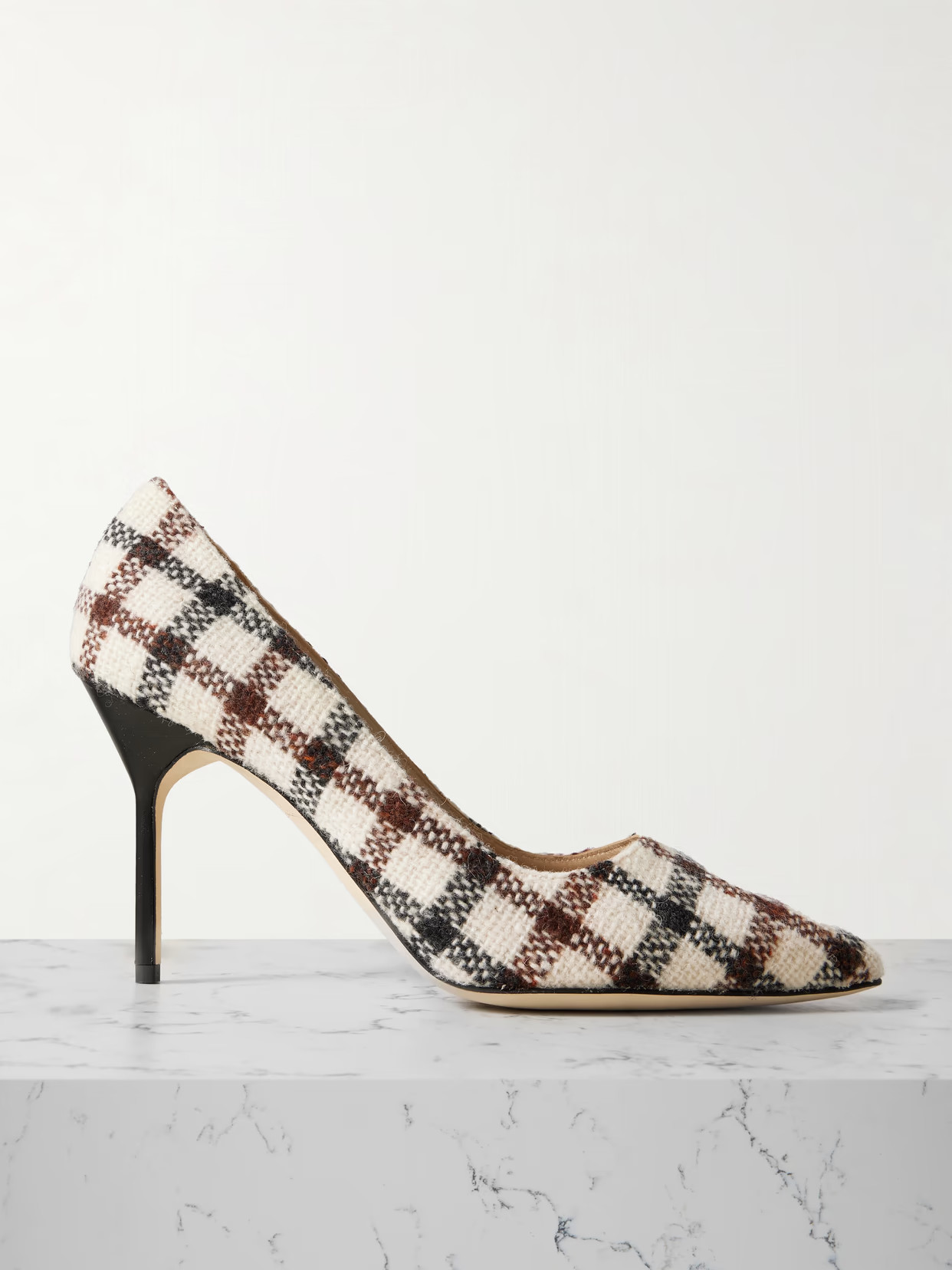 Manolo Blahnik - Bb 90 Checked Tweed Pumps - Multi | NET-A-PORTER (US)