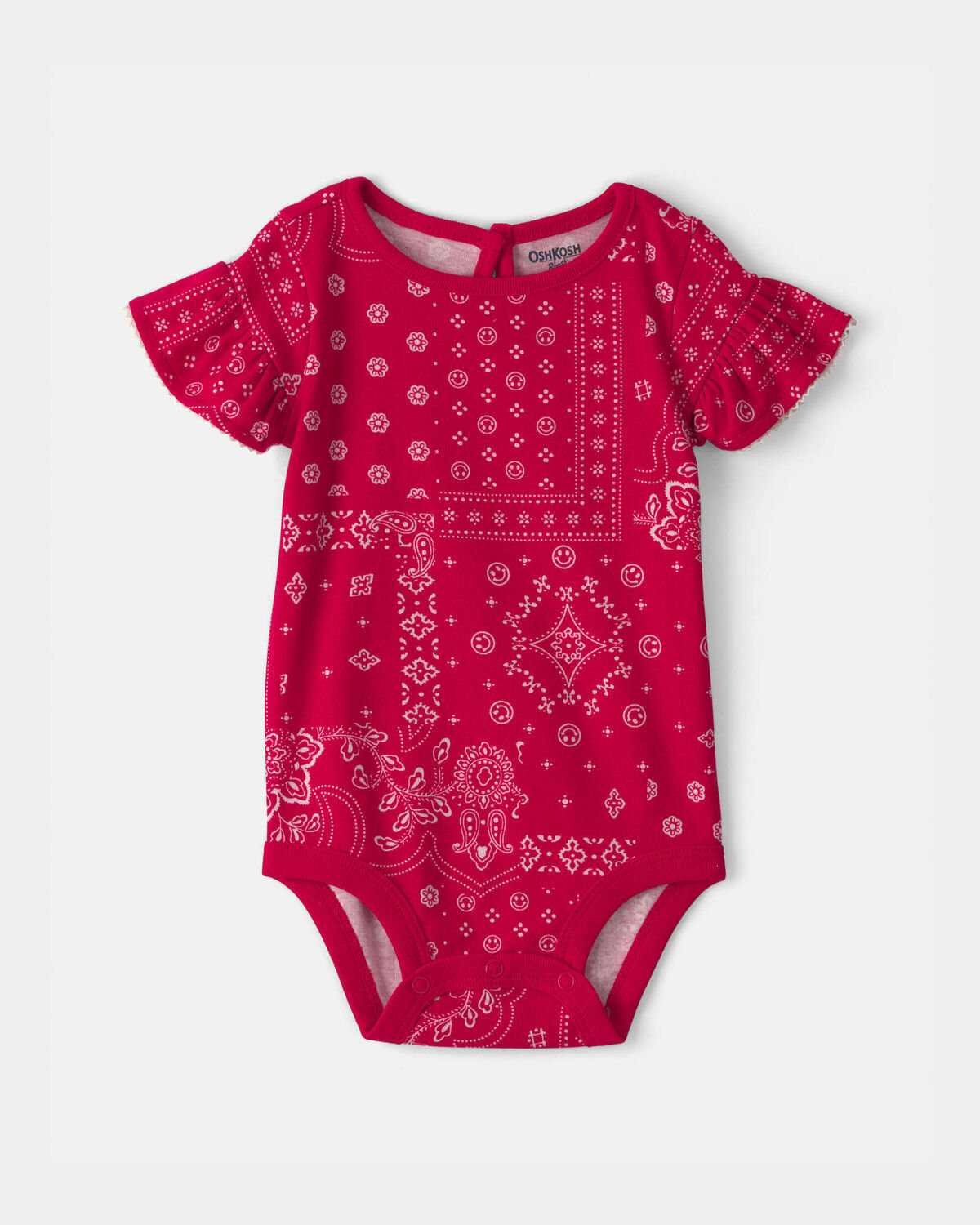 Baby Girl Ruffle-Sleeve Bandana Bodysuit - Red | Carter's Inc