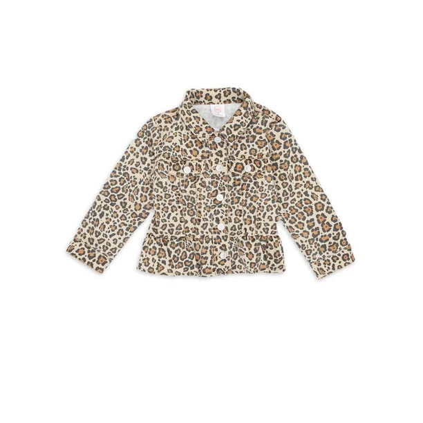 Wonder Nation Baby and Toddler Girls' Leopard Denim Jacket, Sizes 12M-5T - Walmart.com | Walmart (US)