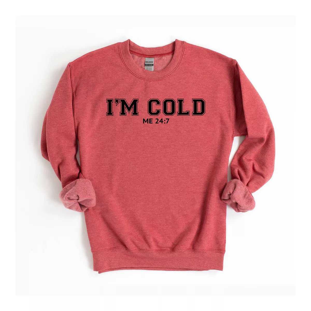 Simply Sage Market Women's Graphic Sweatshirt I'm Cold Me 24-7 - L - Heather Red | Target