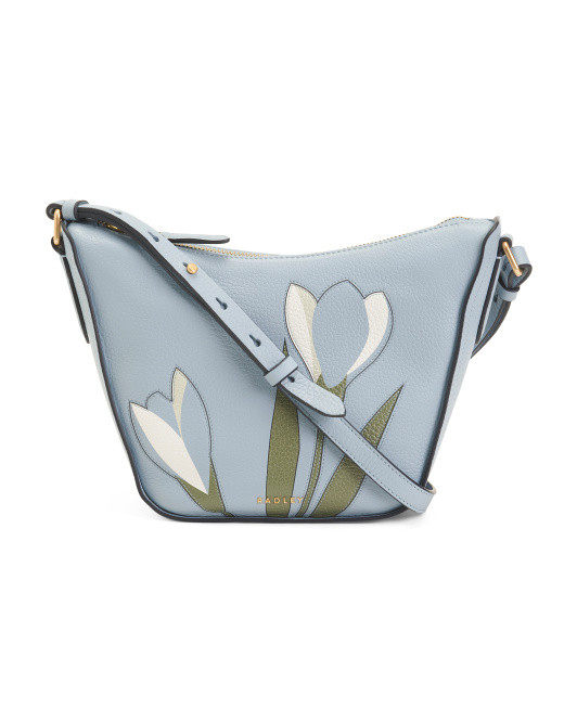 Leather Oak Street Snowdrops Small Zip Top Crossbody | TJ Maxx