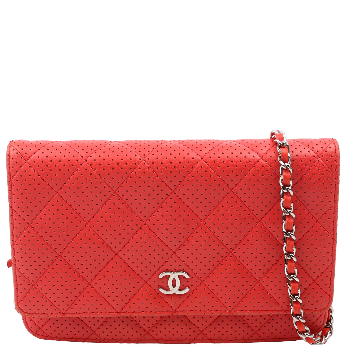 WOC Perforated Leather 11M Coral | Keeks Designer Handbags