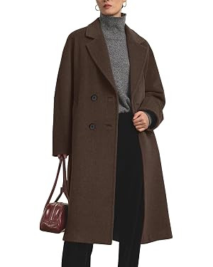 Flygo Womens Long Pea Coat Notch Lapel Double Breasted Trench Coat Fall Winter Overcoat Long Jack... | Amazon (US)