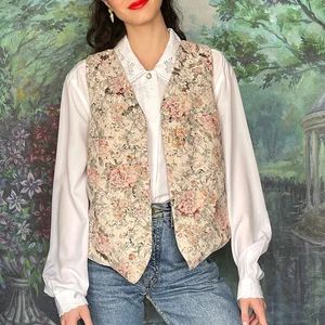 80s Vintage Romantic Floral Pastel Vest Waistcoat in Blooming - Etsy | Etsy (US)