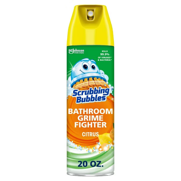 Scrubbing Bubbles Bathroom Grime Fighter Disinfectant Citrus Scent Aerosol - 20oz | Target